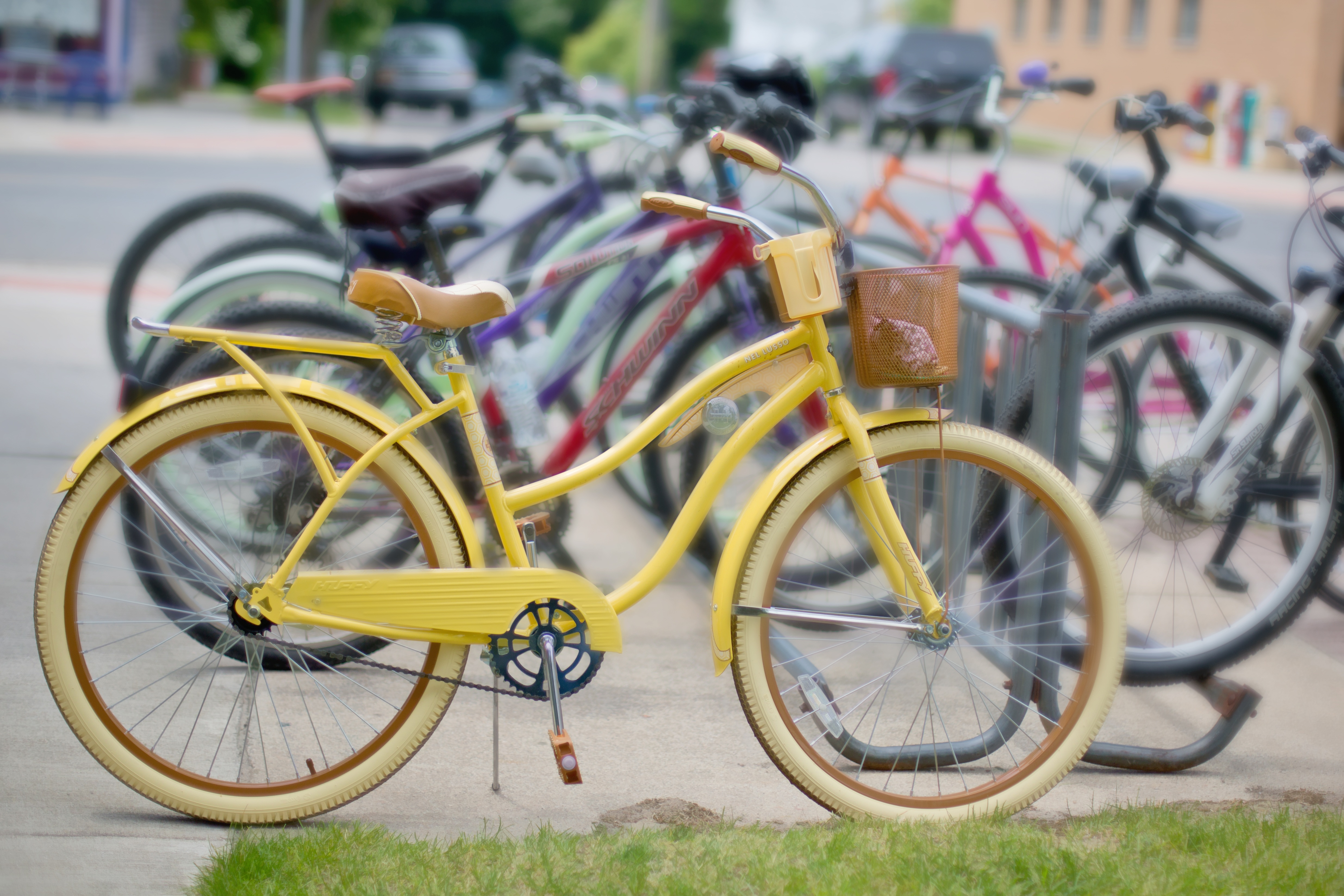 Adult yellow cruise bike